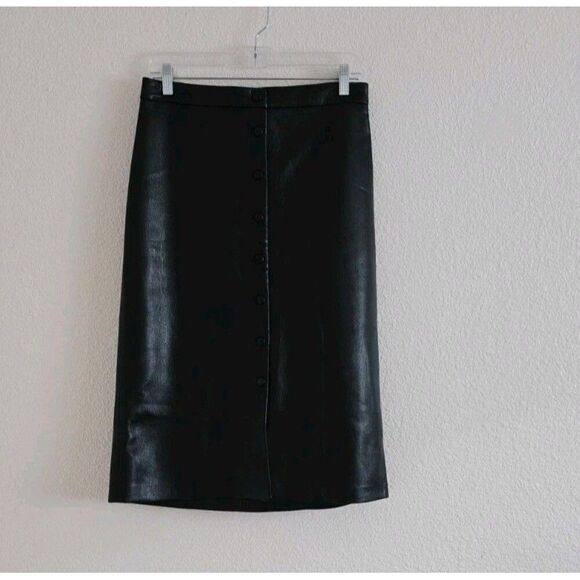 Aritzia Wilfred Manor Vegan Leather Pencil Skirt in Black Est Size 10 Mid Length - Picture 9 of 9